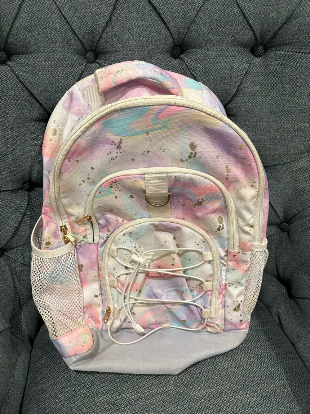 Pottery Barn Teen *Limited Edition* Pastel Swirl Backpack with Gold Accents
